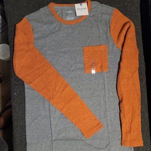 NWT Arizona Jean Co. Gray/Hot Sauce, Long sleeve, Shirt Medium